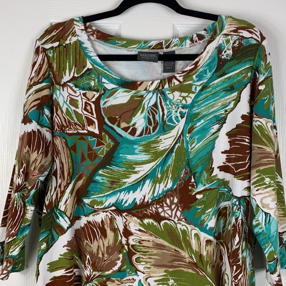 Additions by Chico’s teal blue, brown, white 3/4 sleeves size Chico’s 2. Cotton - Picture 2 of 6